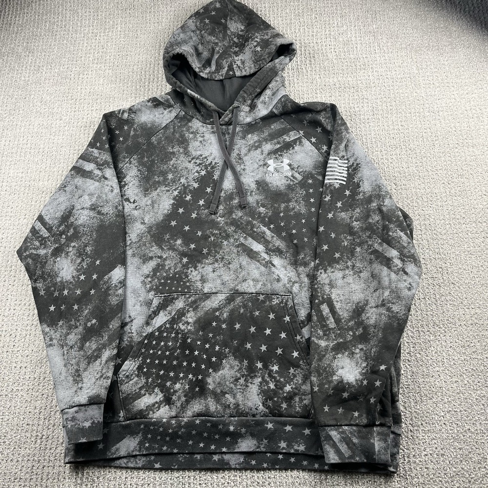 Under Armour Freedom Rival Fleece Amp Hoodie Stars Stripes Camo Mens XL